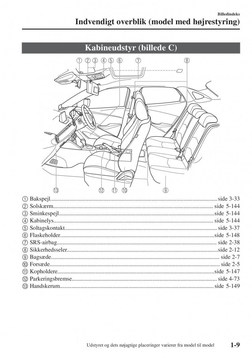 Mazda CX 3 Bilens instruktionsbog / page 19