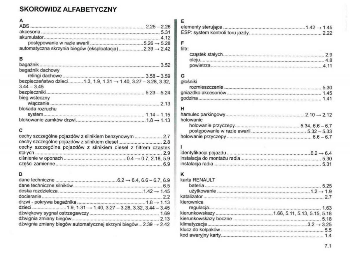 Reanult Espace IV 4 instrukcja obslugi / page 256