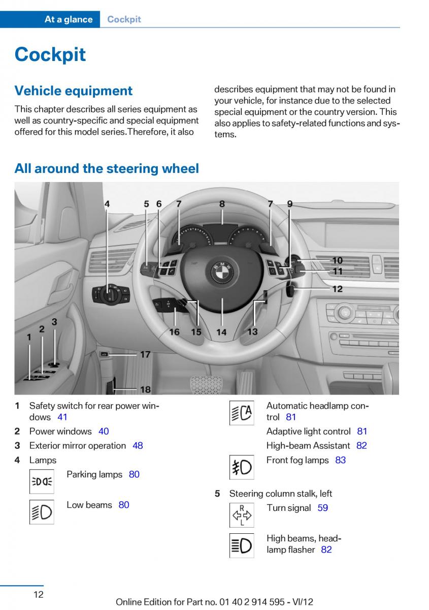 BMW X1 E84 owners manual / page 12