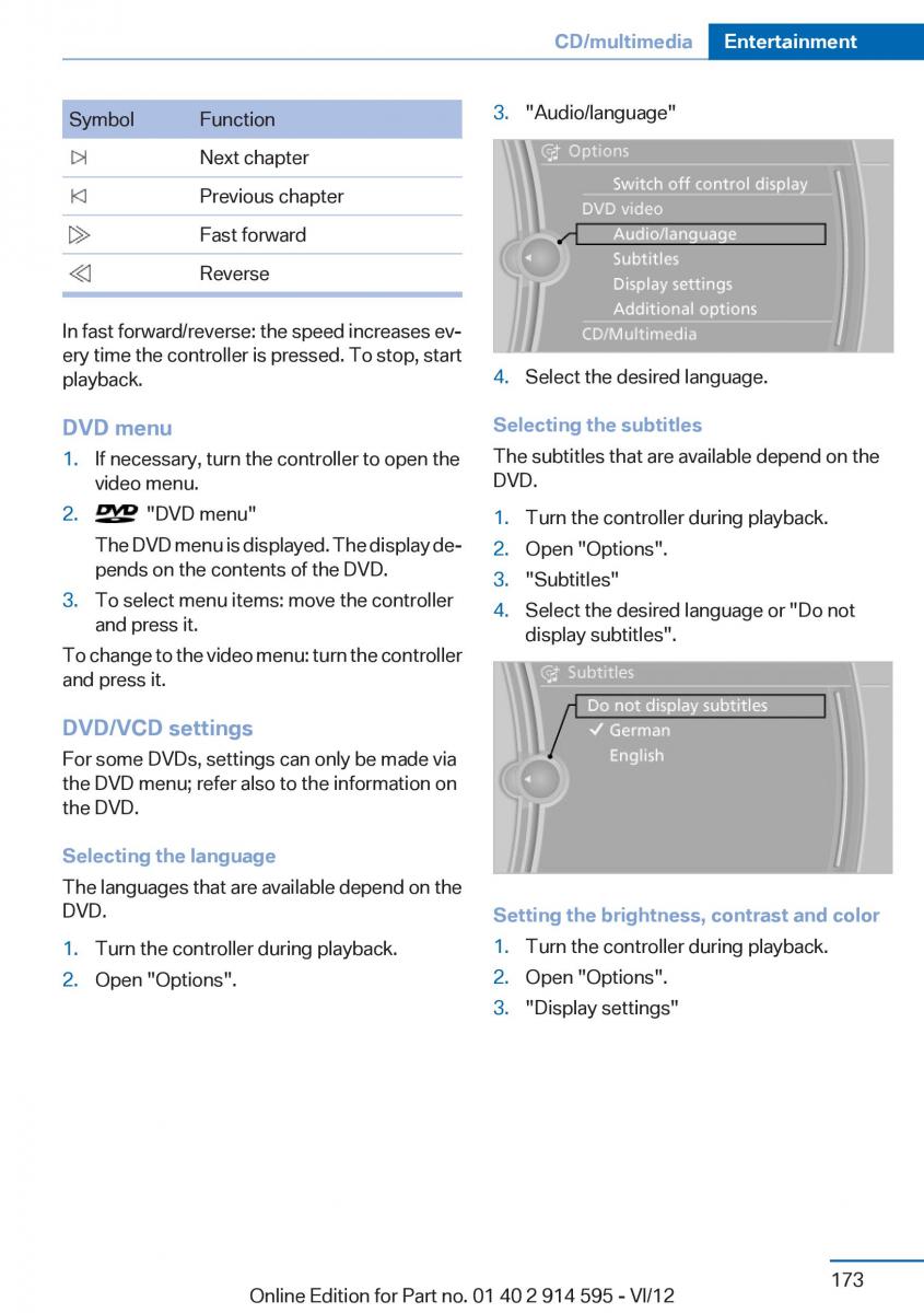 manual BMW X1 E84 BMW X1 E84 owners manual / page 173