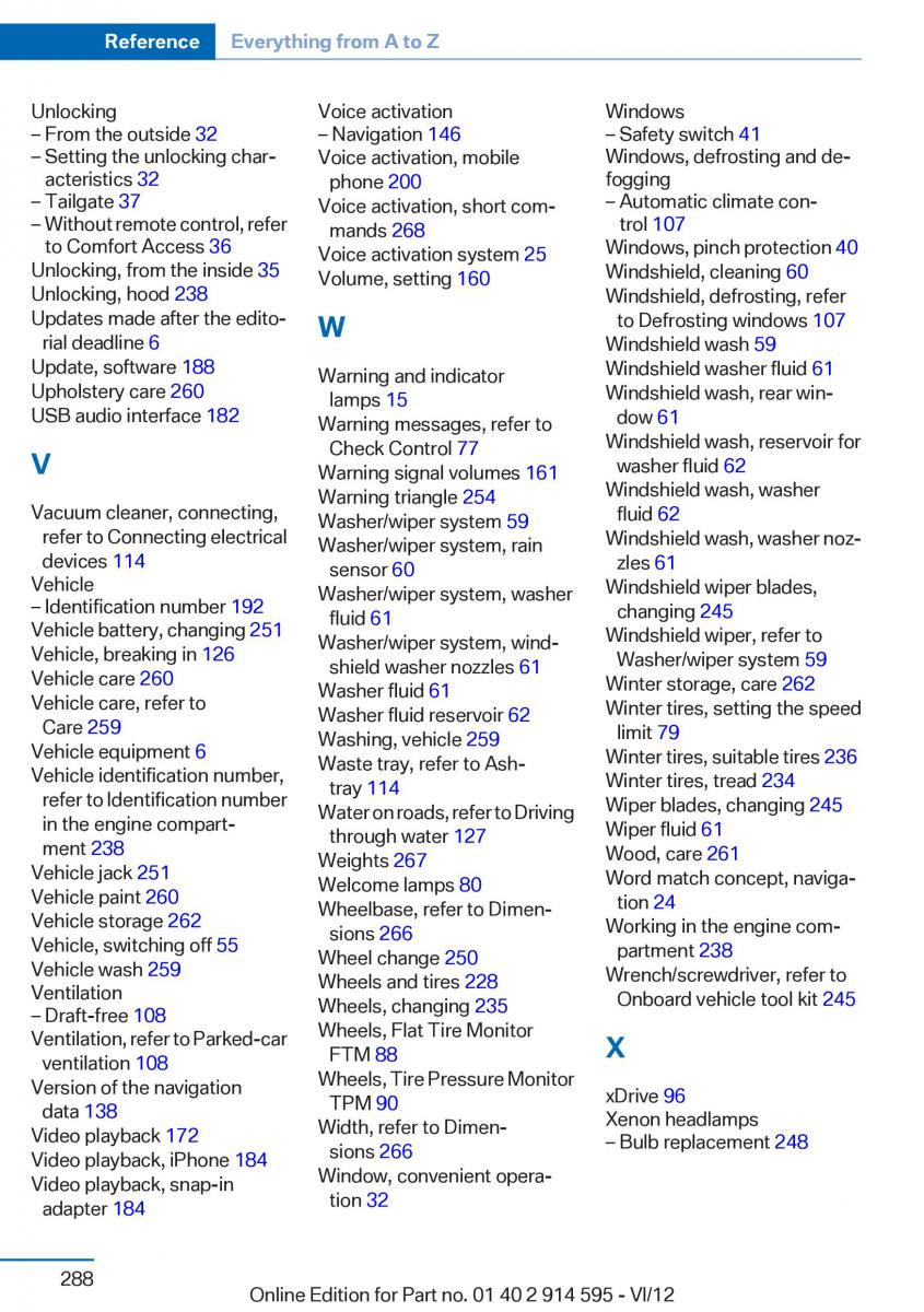 BMW X1 E84 owners manual / page 288