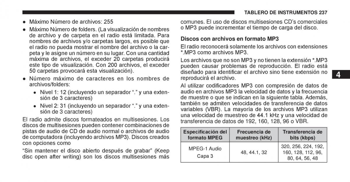 Jeep Cherokee KK manual del propietario / page 238
