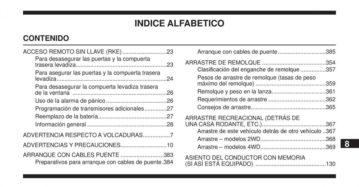 Jeep Cherokee KK manual del propietario / page 440