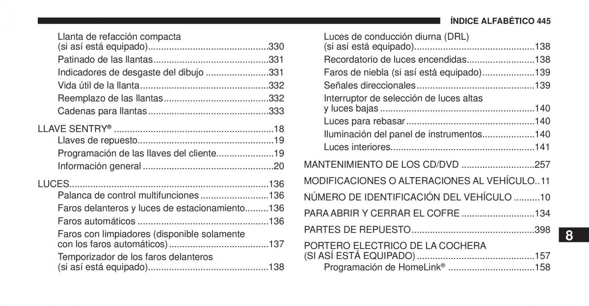 Jeep Cherokee KK manual del propietario / page 446