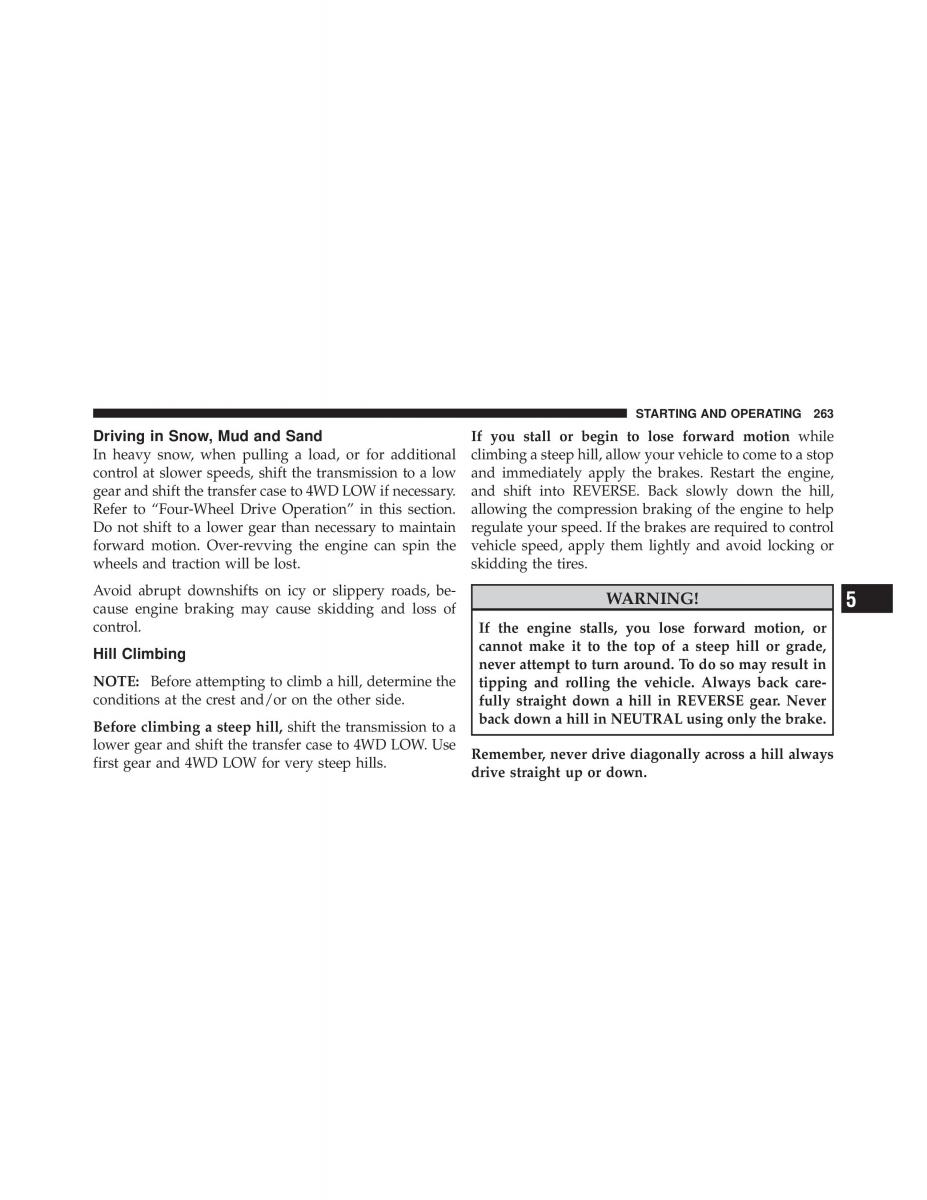 Jeep Commander owners manual XK XH / page 263