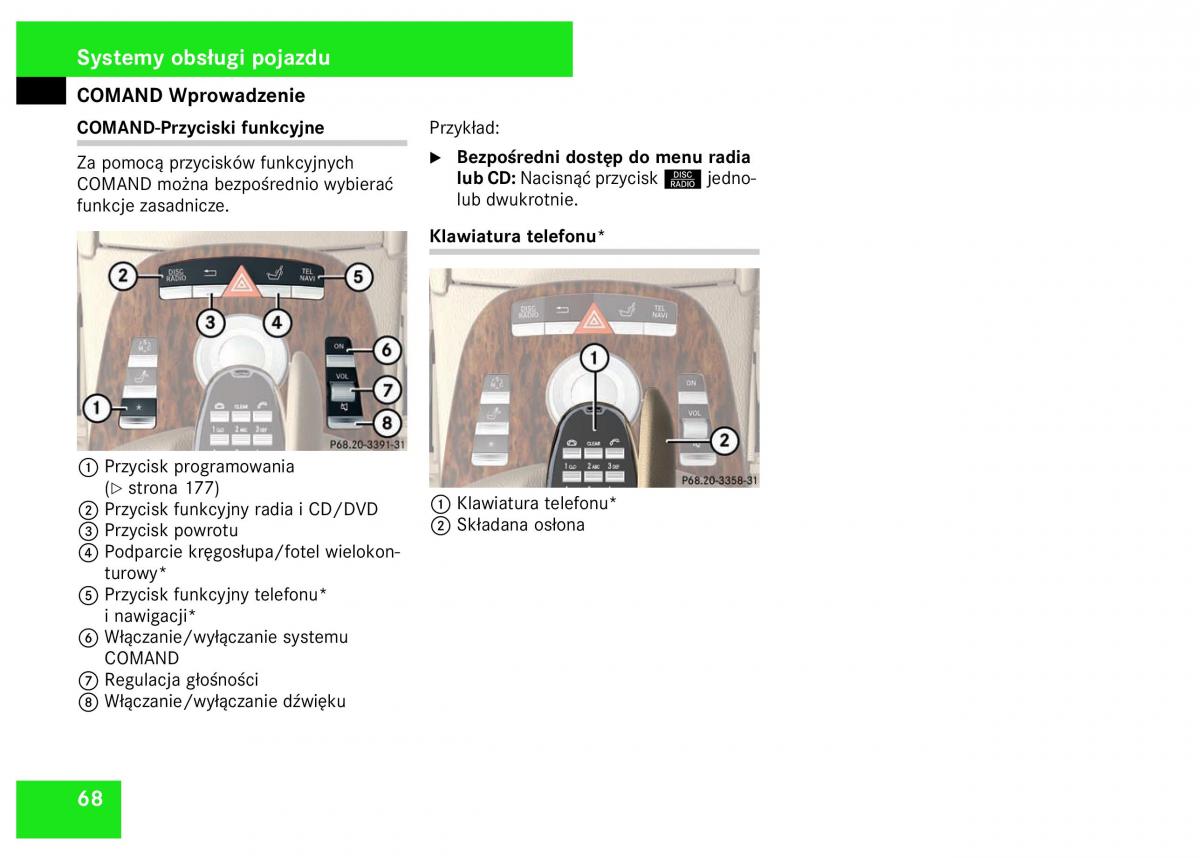 Mercedes Benz S Class W221 instrukcja obslugi / page 70