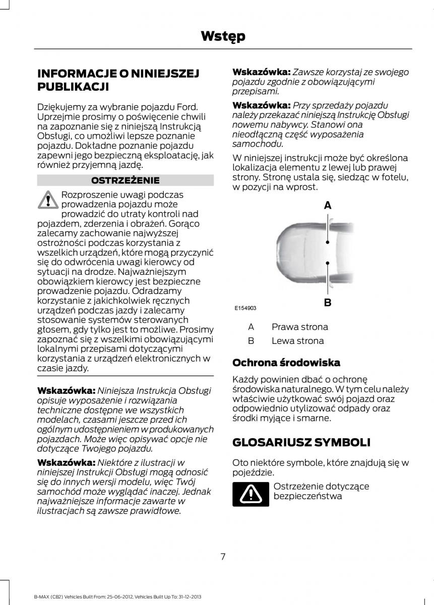 Ford B Max instrukcja obslugi / page 9