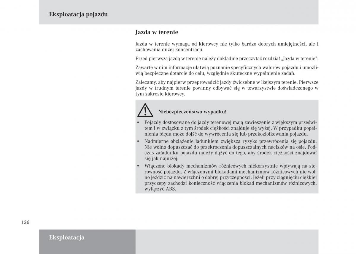 Mercedes Benz Unimog U3000 U4000 U5000 instrukcja obslugi / page 127