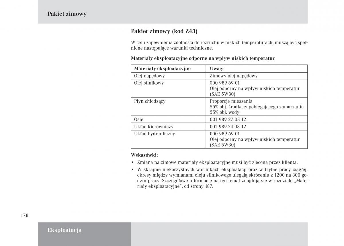 Mercedes Benz Unimog U3000 U4000 U5000 instrukcja obslugi / page 179