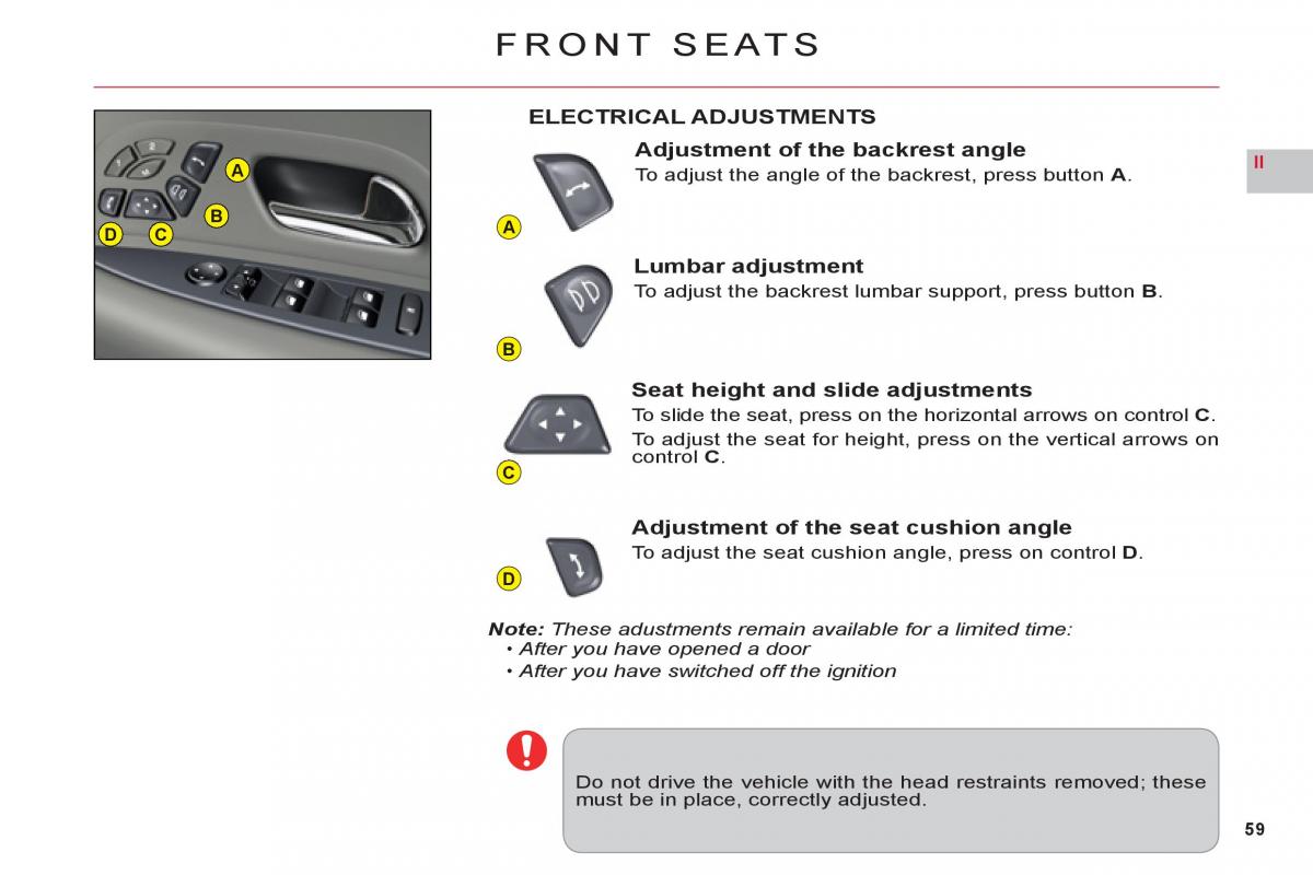 Citroen C6 owners manual / page 61