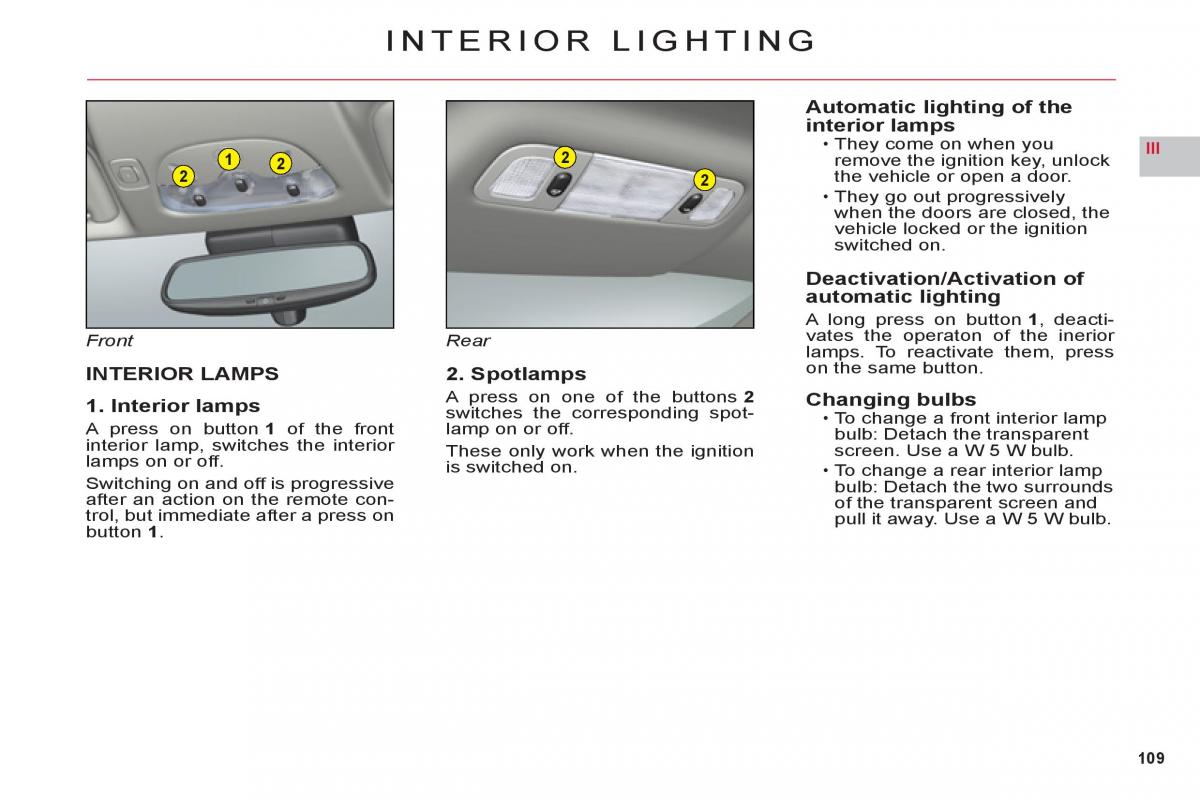 Citroen C6 owners manual / page 111