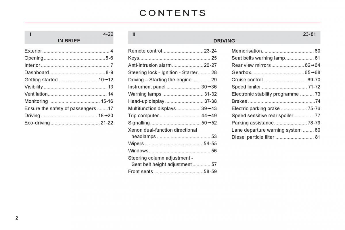 Citroen C6 owners manual / page 4