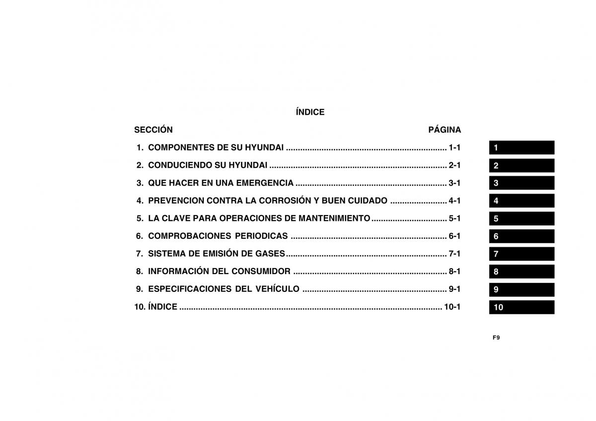 Hyundai Getz manual del propietario / page 9