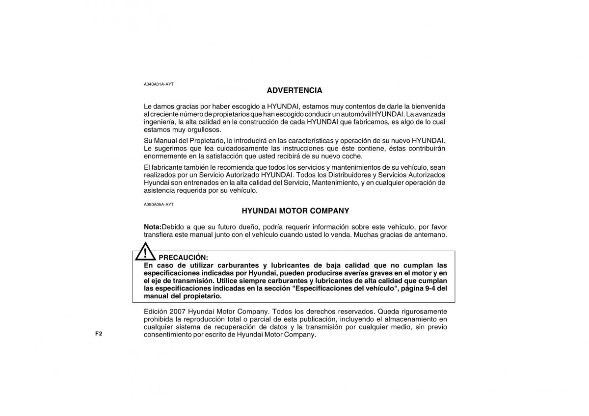 Hyundai Getz manual del propietario / page 2