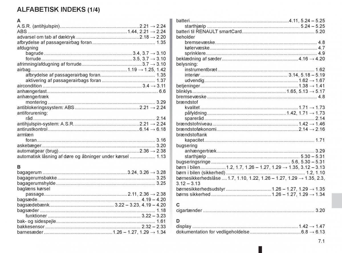 Renault Captur Bilens instruktionsbog / page 227