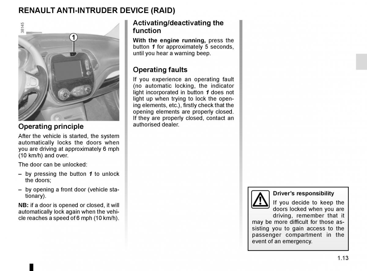 Renault Captur owners manual / page 19