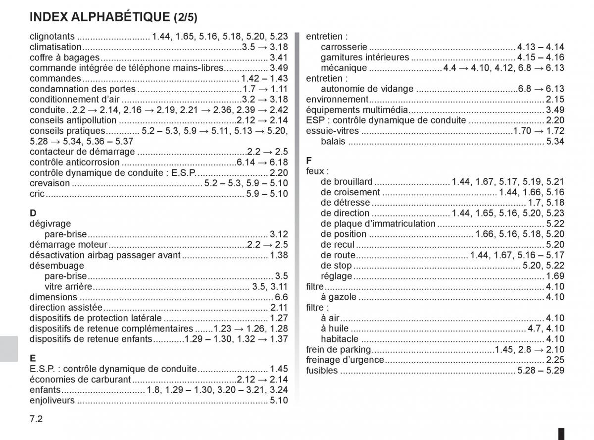 Renault Espace IV 4 manuel du proprietaire / page 252