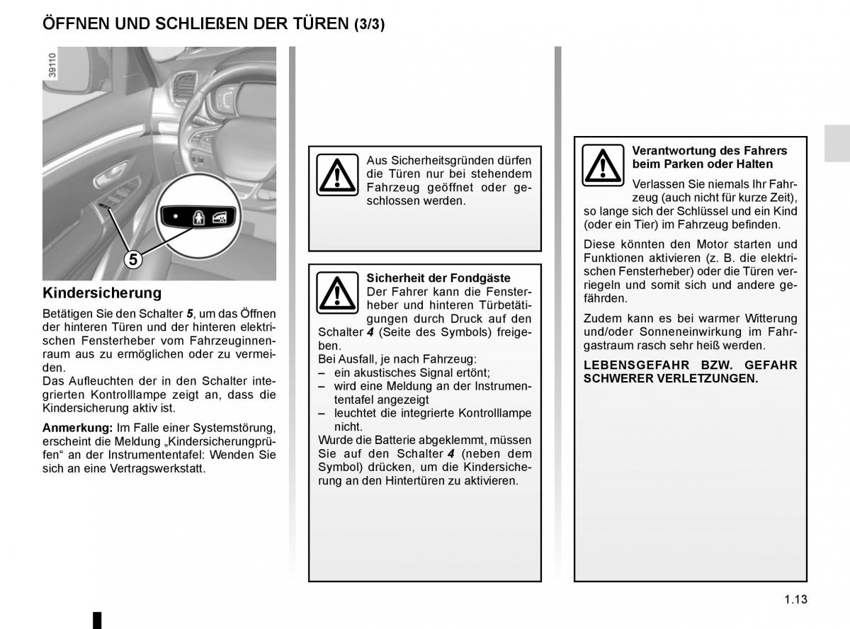 Renault Espace V 5 Handbuch / page 19