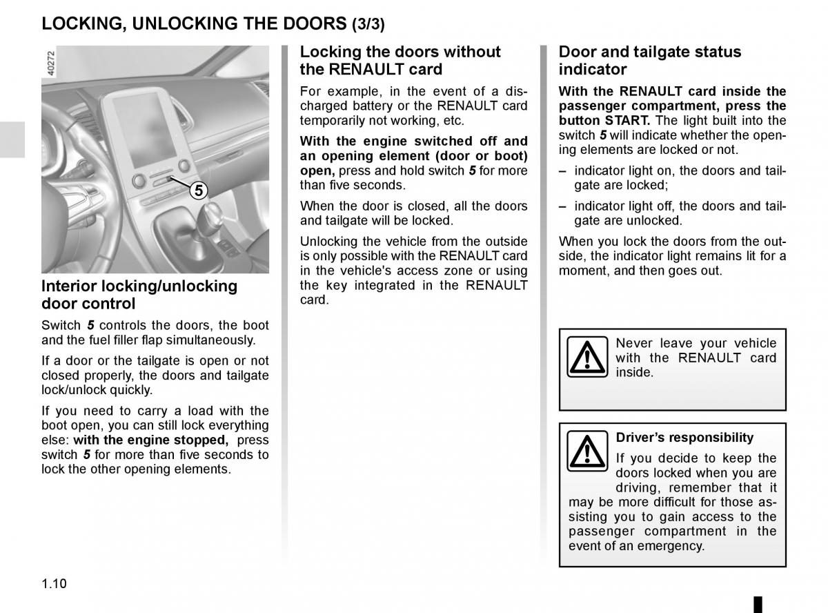 Renault Espace V 5 owners manual / page 16