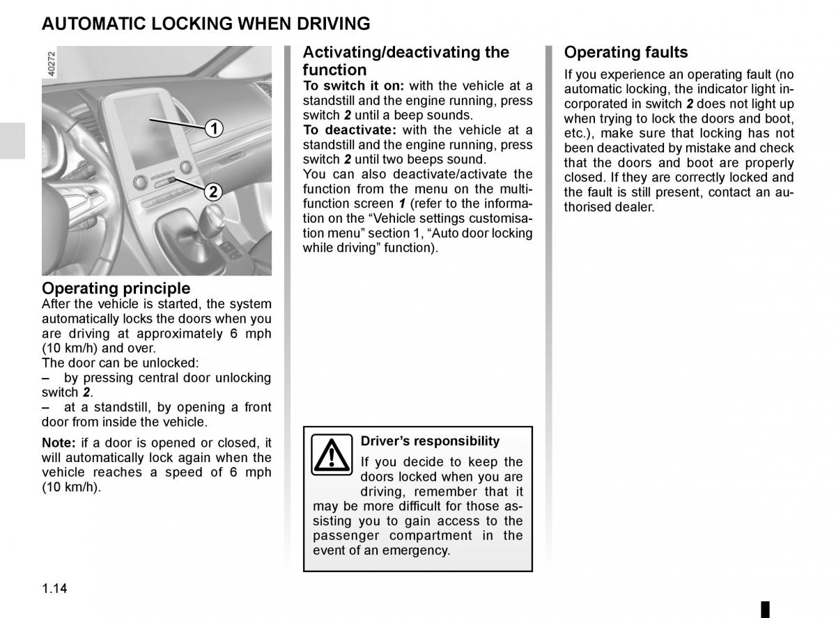 Renault Espace V 5 owners manual / page 20