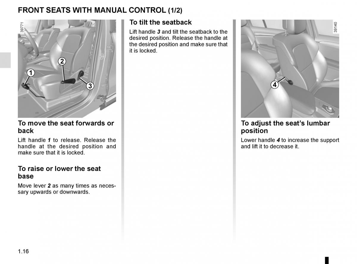 Renault Espace V 5 owners manual / page 22