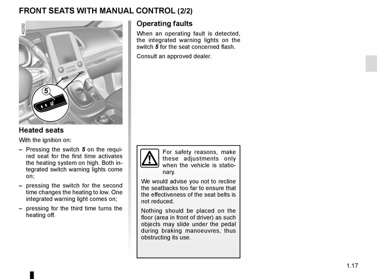 Renault Espace V 5 owners manual / page 23