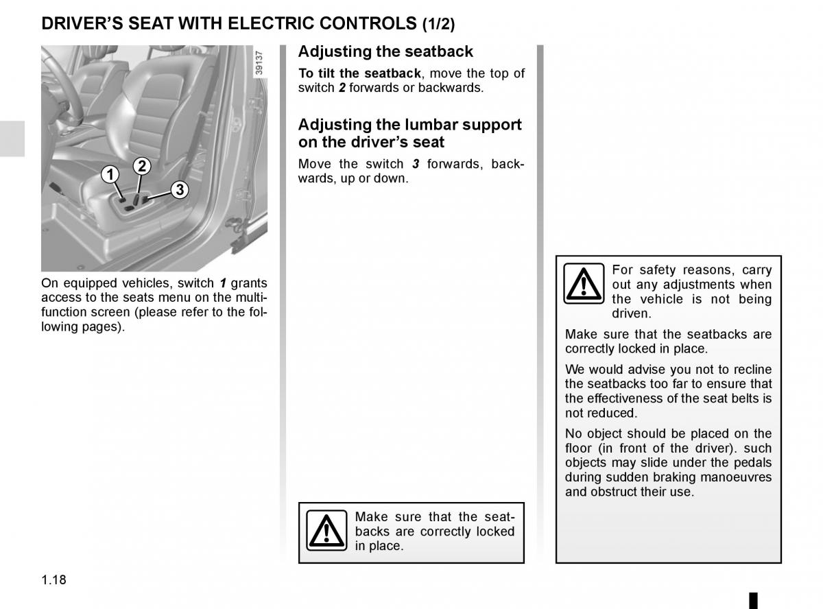 Renault Espace V 5 owners manual / page 24