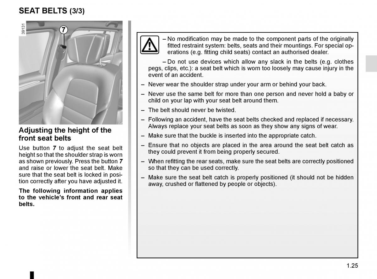 Renault Espace V 5 owners manual / page 31
