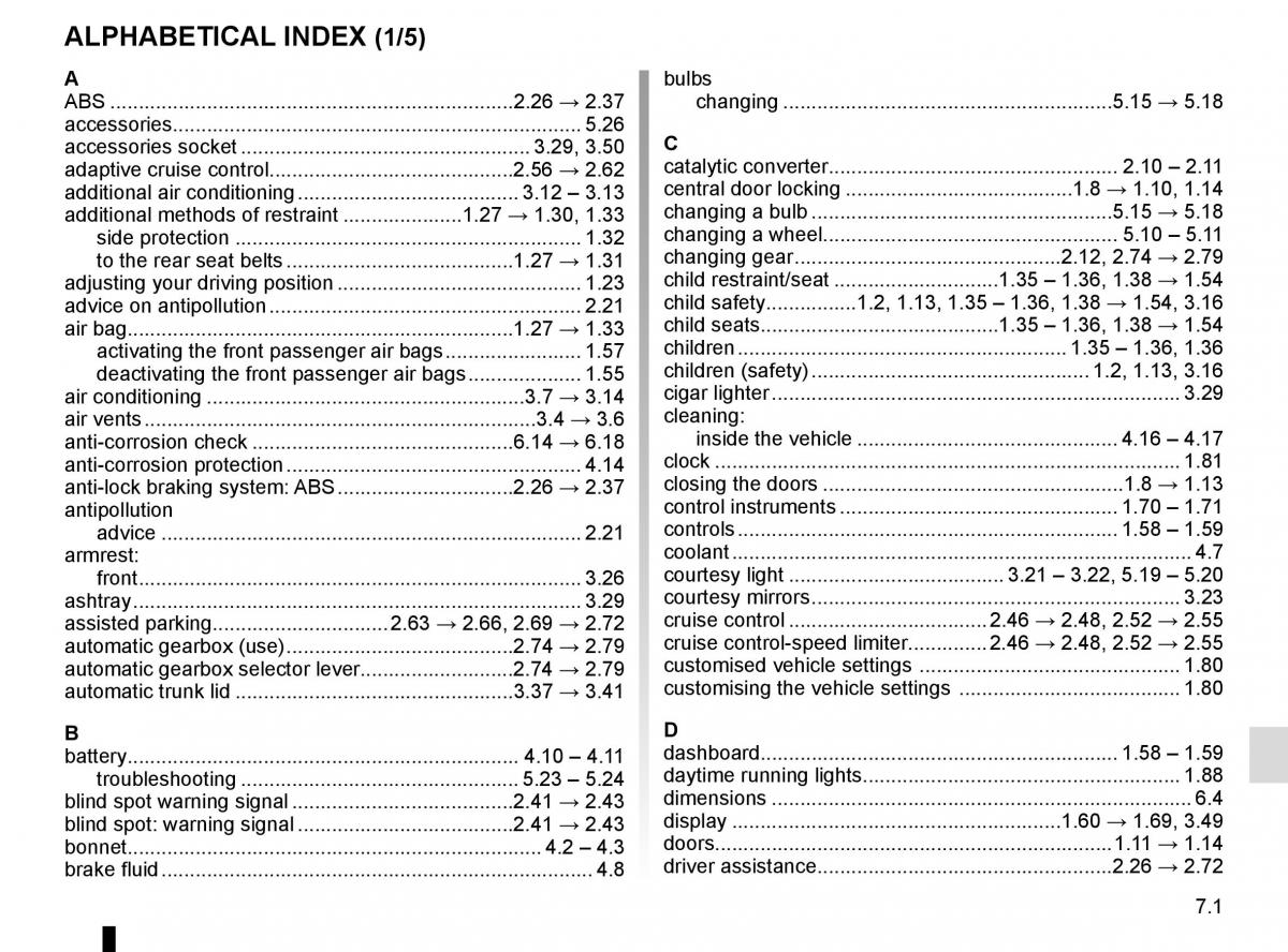 Renault Espace V 5 owners manual / page 311