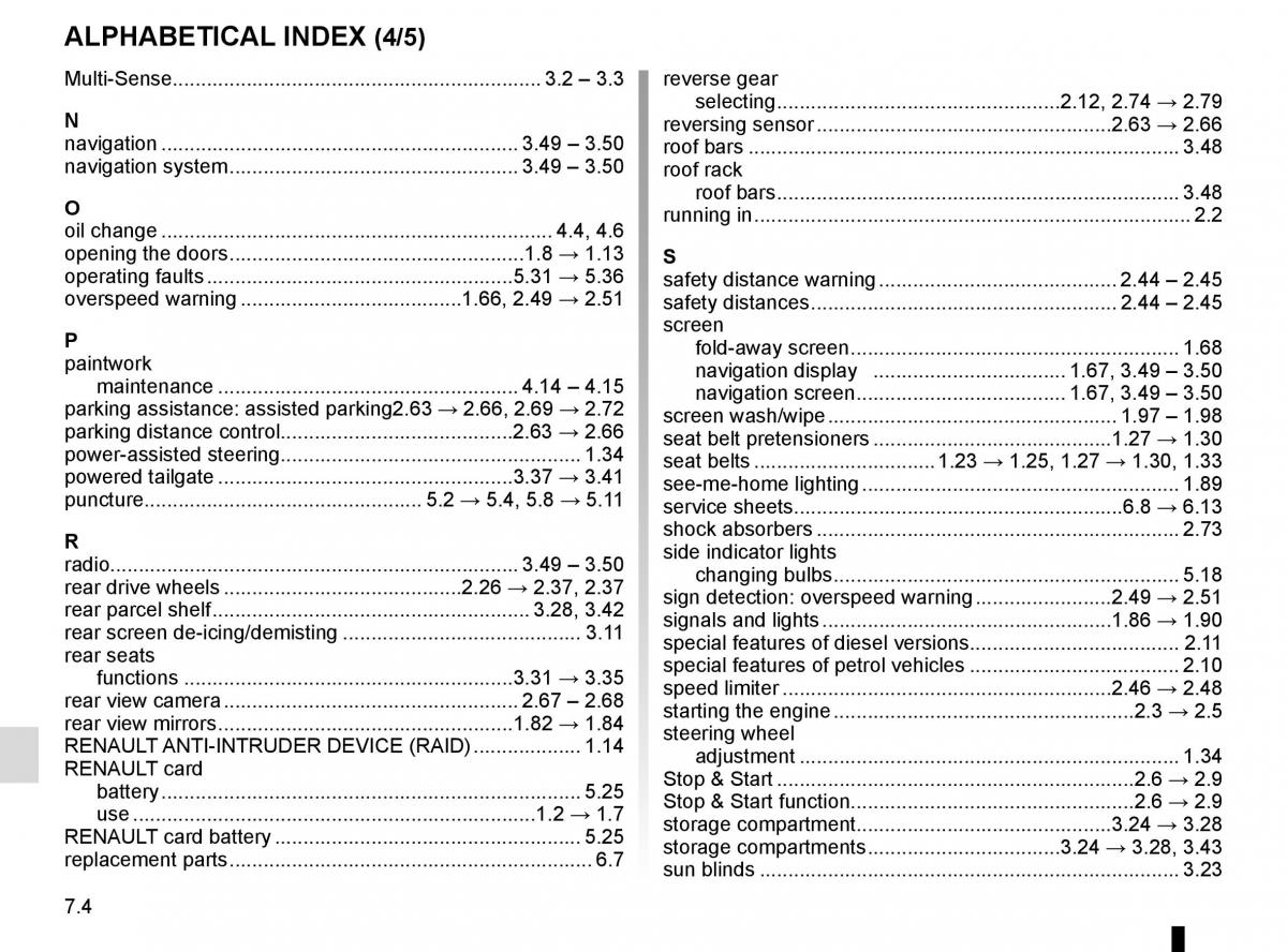 Renault Espace V 5 owners manual / page 314