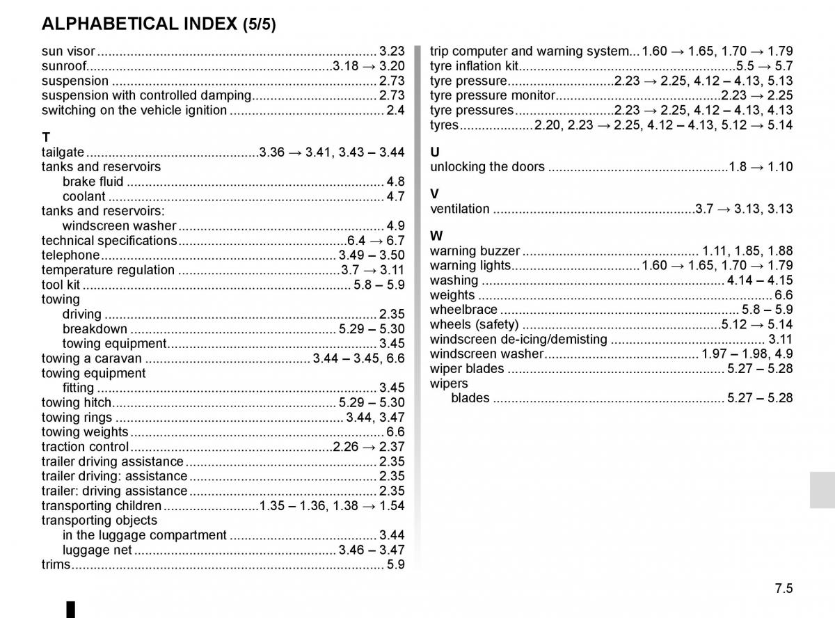 Renault Espace V 5 owners manual / page 315