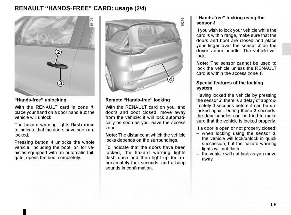Renault Espace V 5 owners manual / page 11
