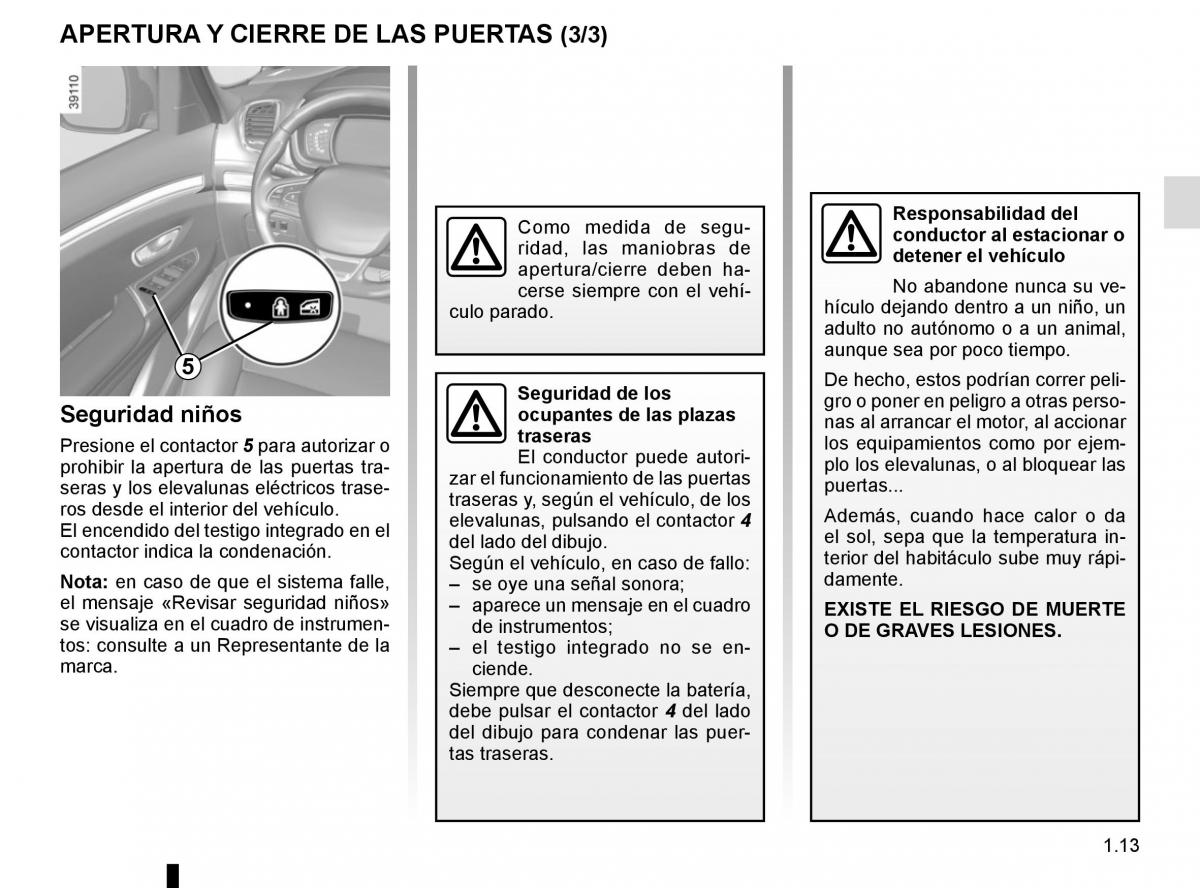 Renault Espace V 5 manual del propietario / page 19