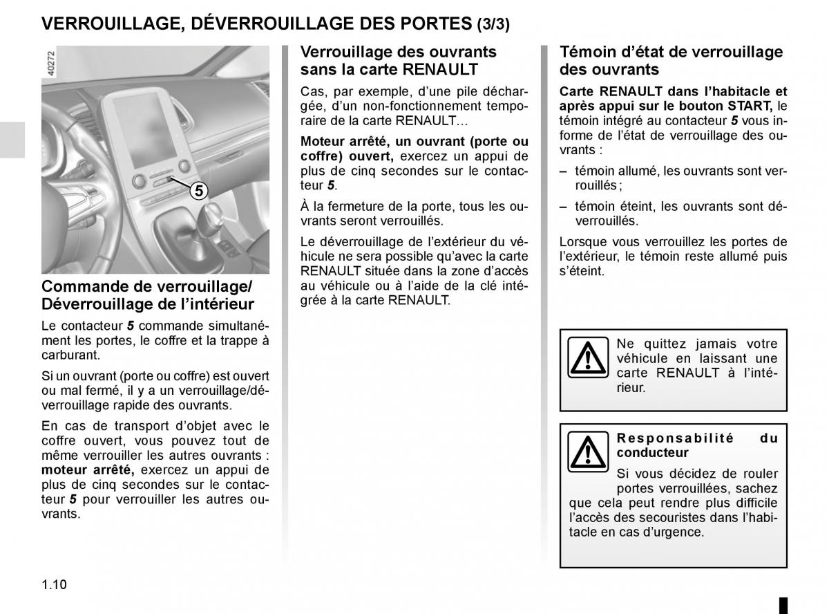 Renault Espace V 5 manuel du proprietaire / page 16