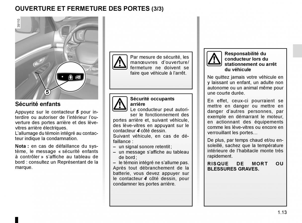 Renault Espace V 5 manuel du proprietaire / page 19