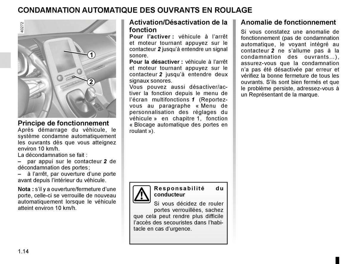 Renault Espace V 5 manuel du proprietaire / page 20