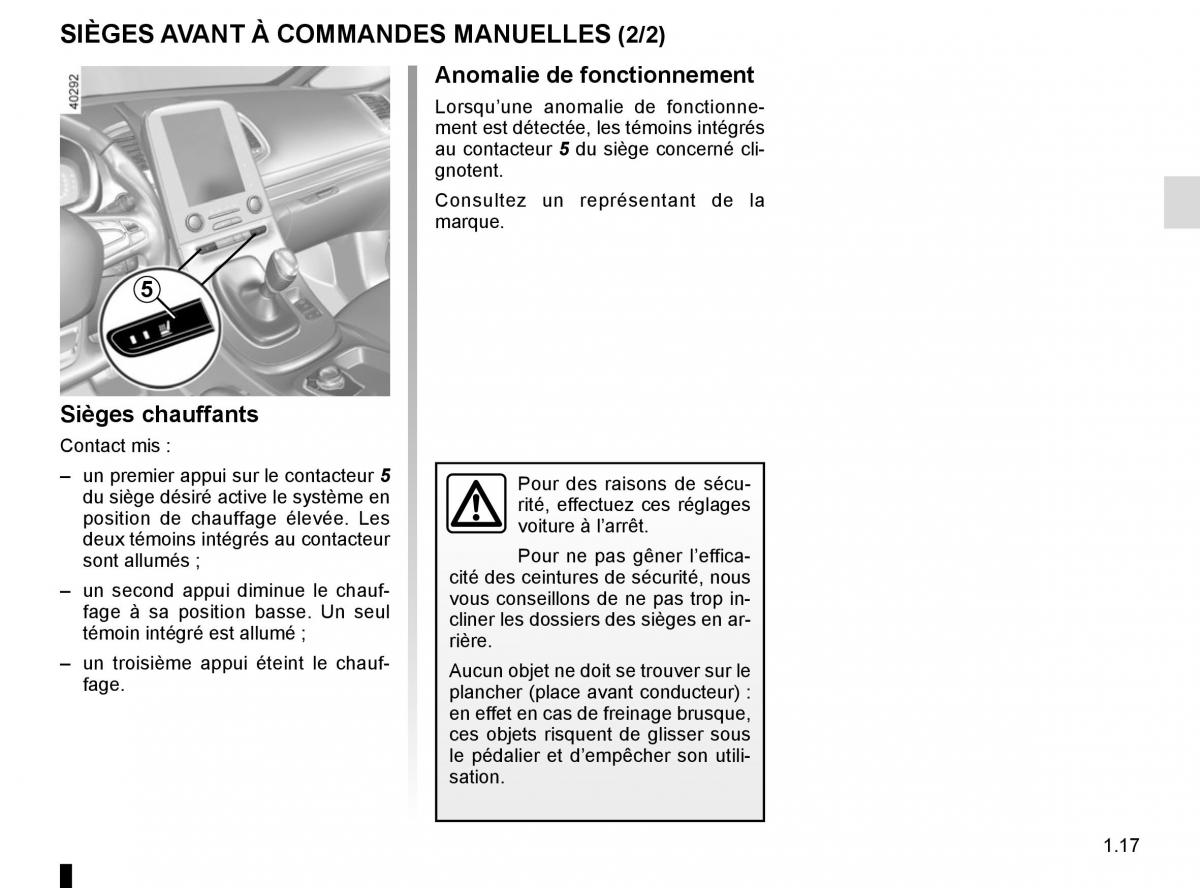 Renault Espace V 5 manuel du proprietaire / page 23