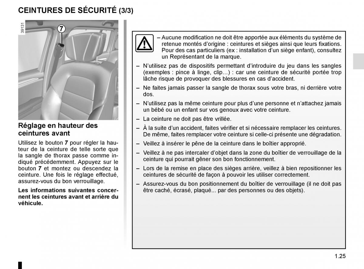 Renault Espace V 5 manuel du proprietaire / page 31
