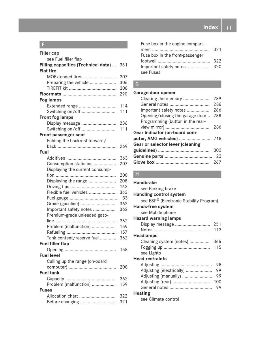 Mercedes GLA W212 X156 owners manual / page 13