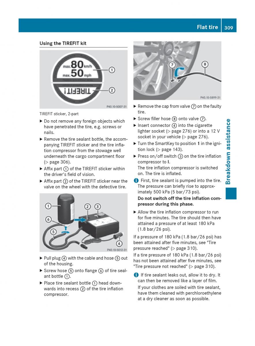 Mercedes GLA W212 X156 owners manual / page 311
