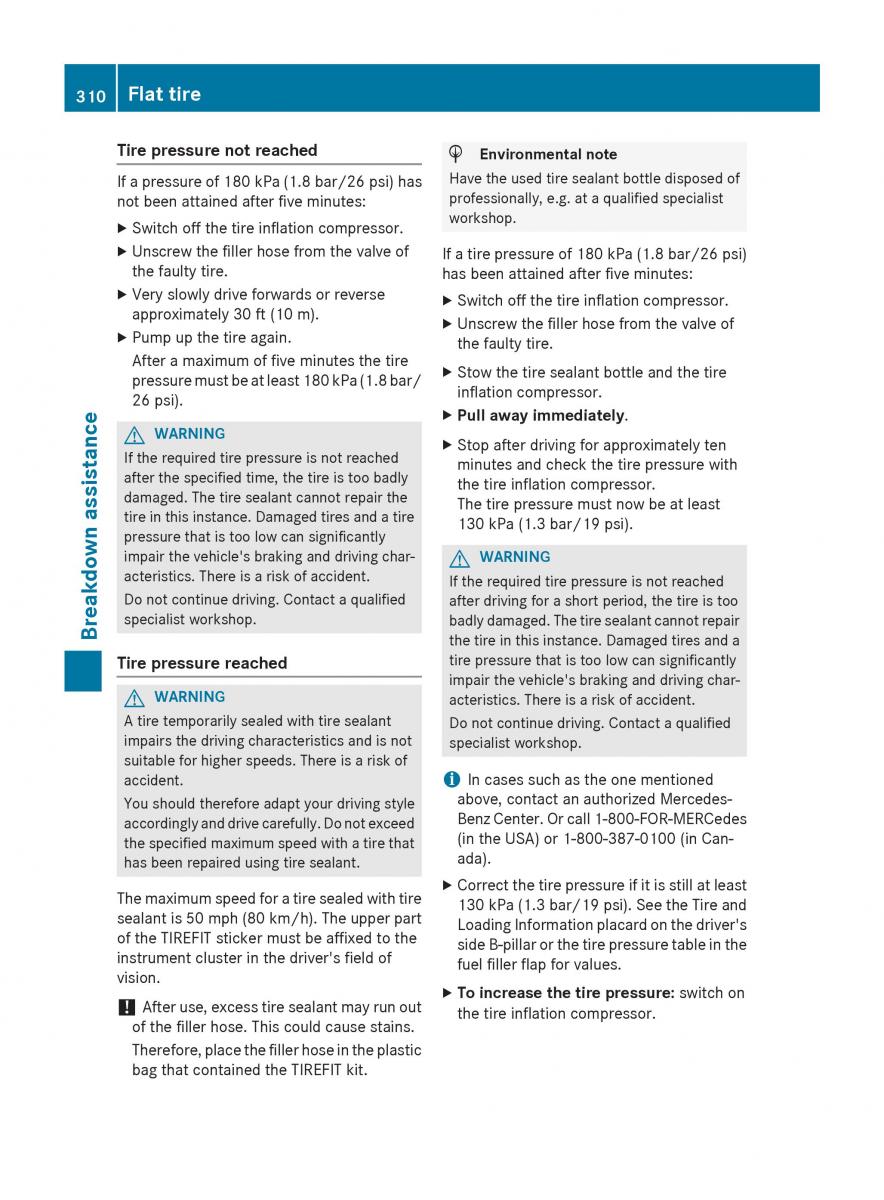 Mercedes GLA W212 X156 owners manual / page 312
