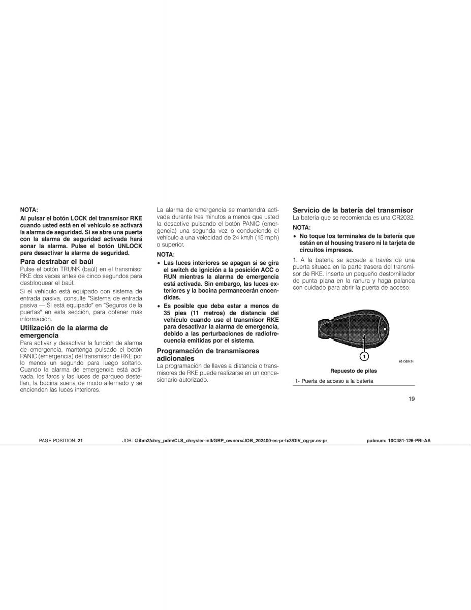 Chrysler 300C I 1 manual del propietario / page 22