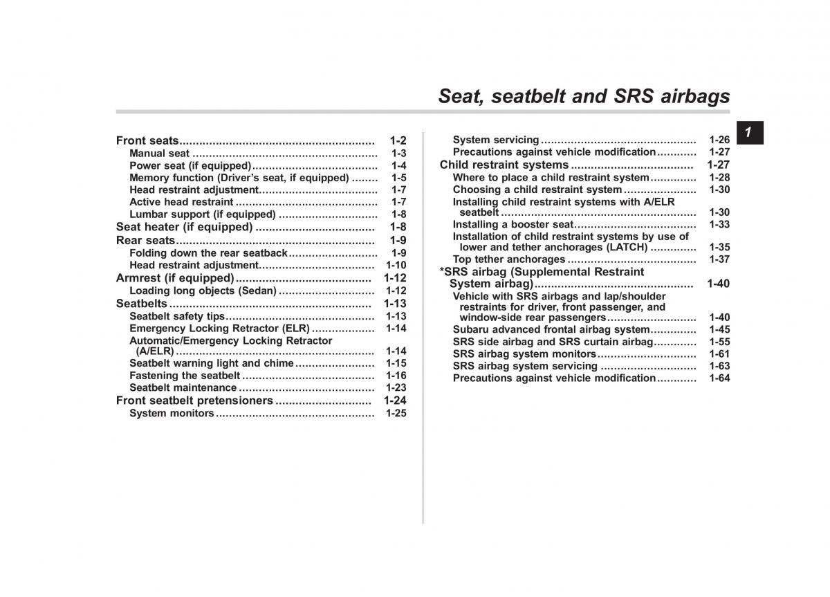Subaru Outback Legacy III 3 owners manual / page 26