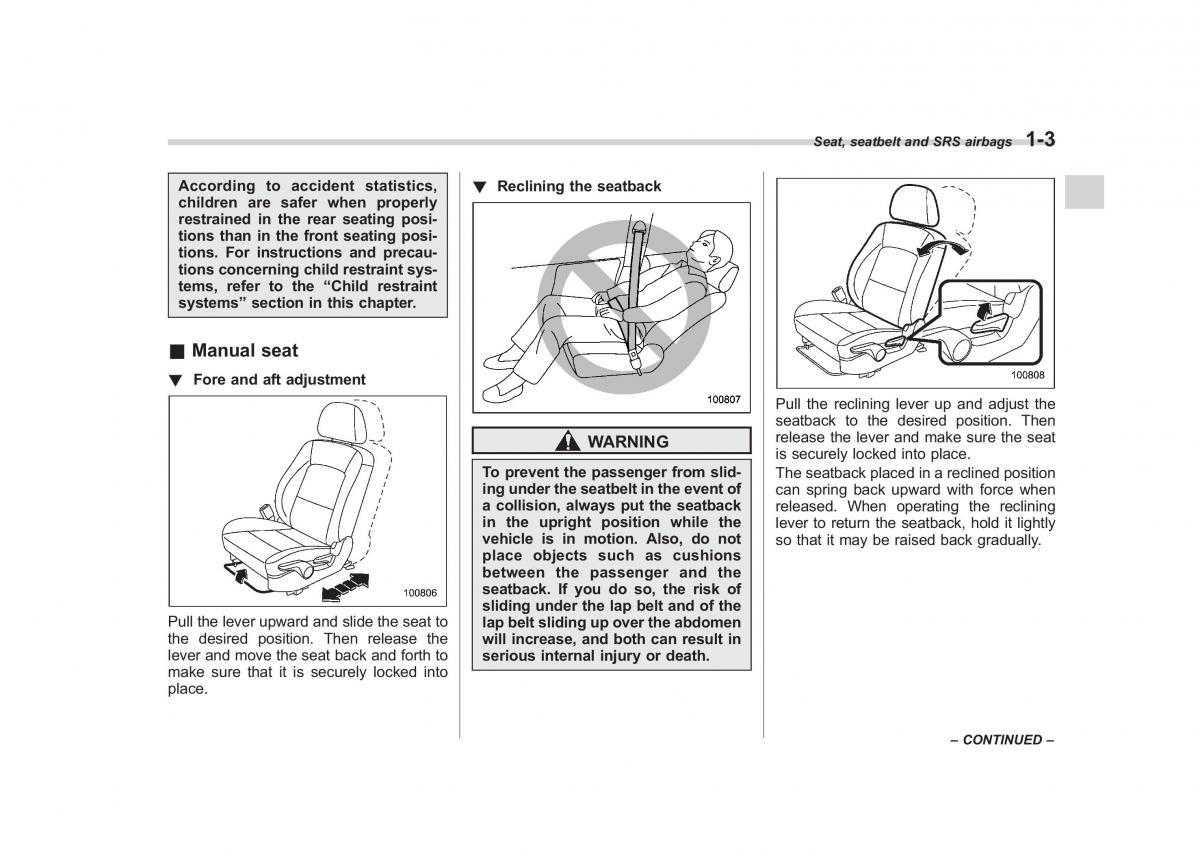 Subaru Outback Legacy III 3 owners manual / page 28