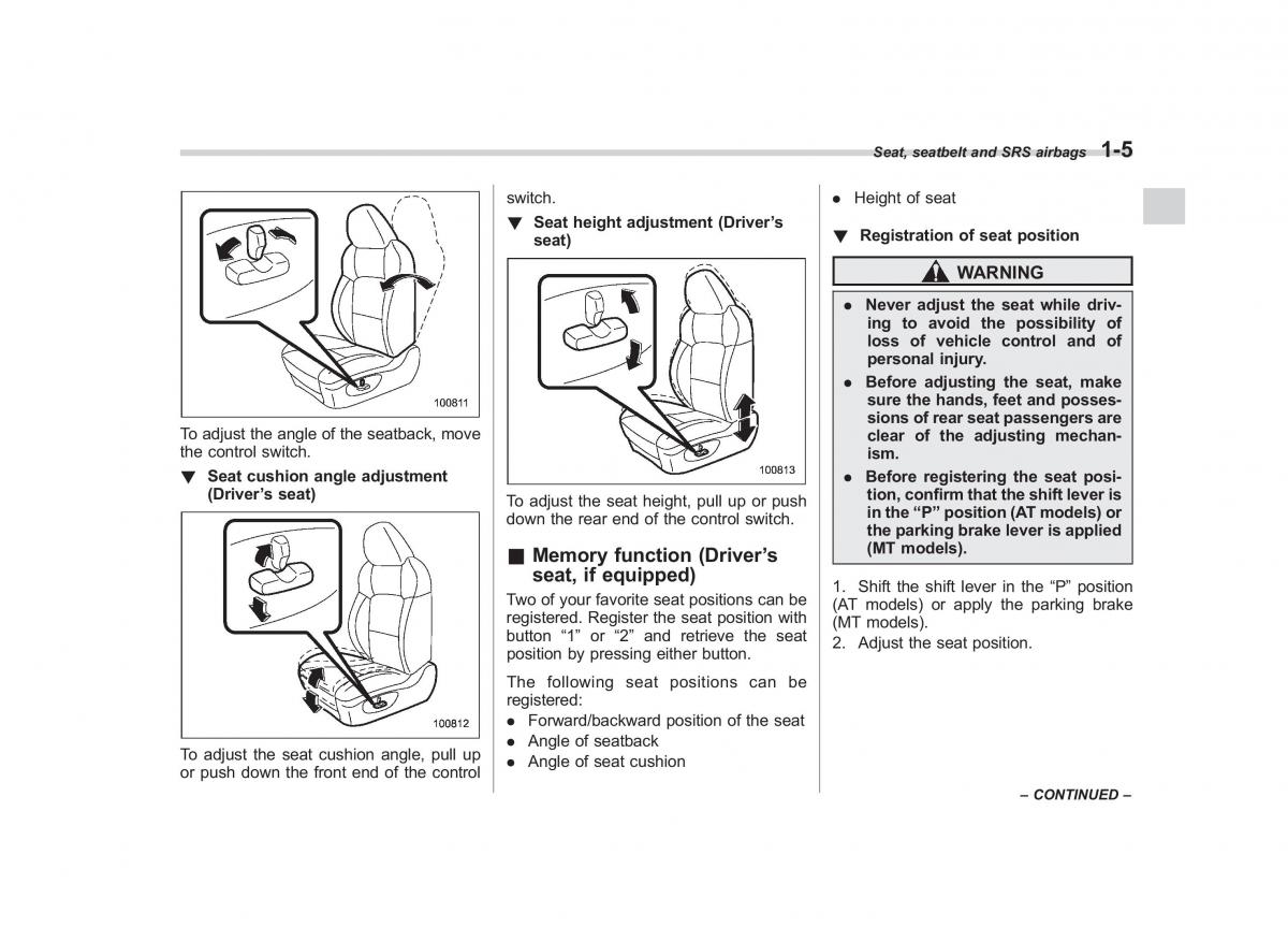 Subaru Outback Legacy III 3 owners manual / page 30