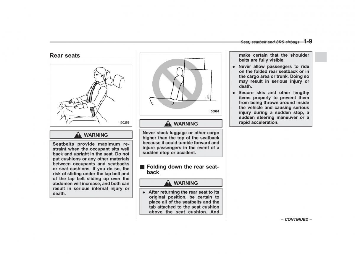 Subaru Outback Legacy III 3 owners manual / page 34