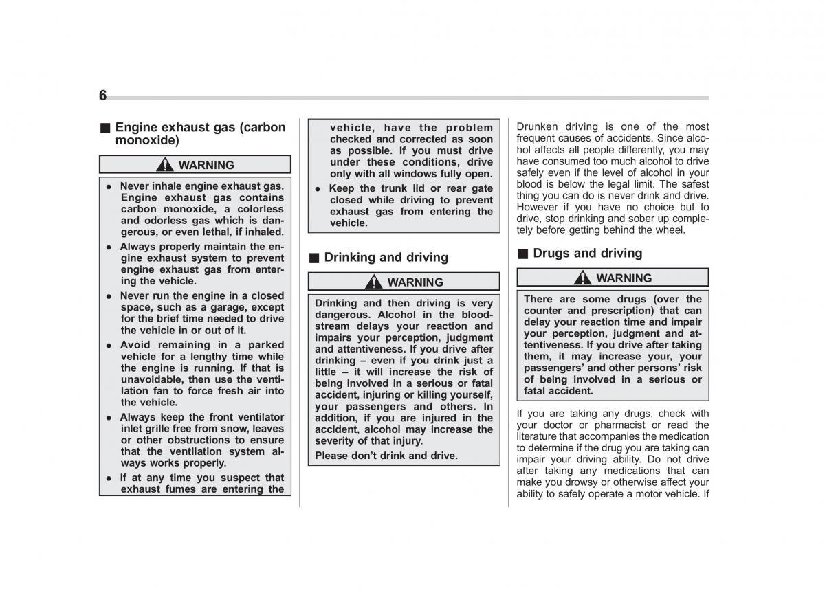 Subaru Outback Legacy III 3 owners manual / page 8