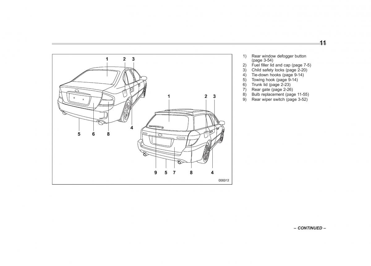 Subaru Outback Legacy III 3 owners manual / page 13