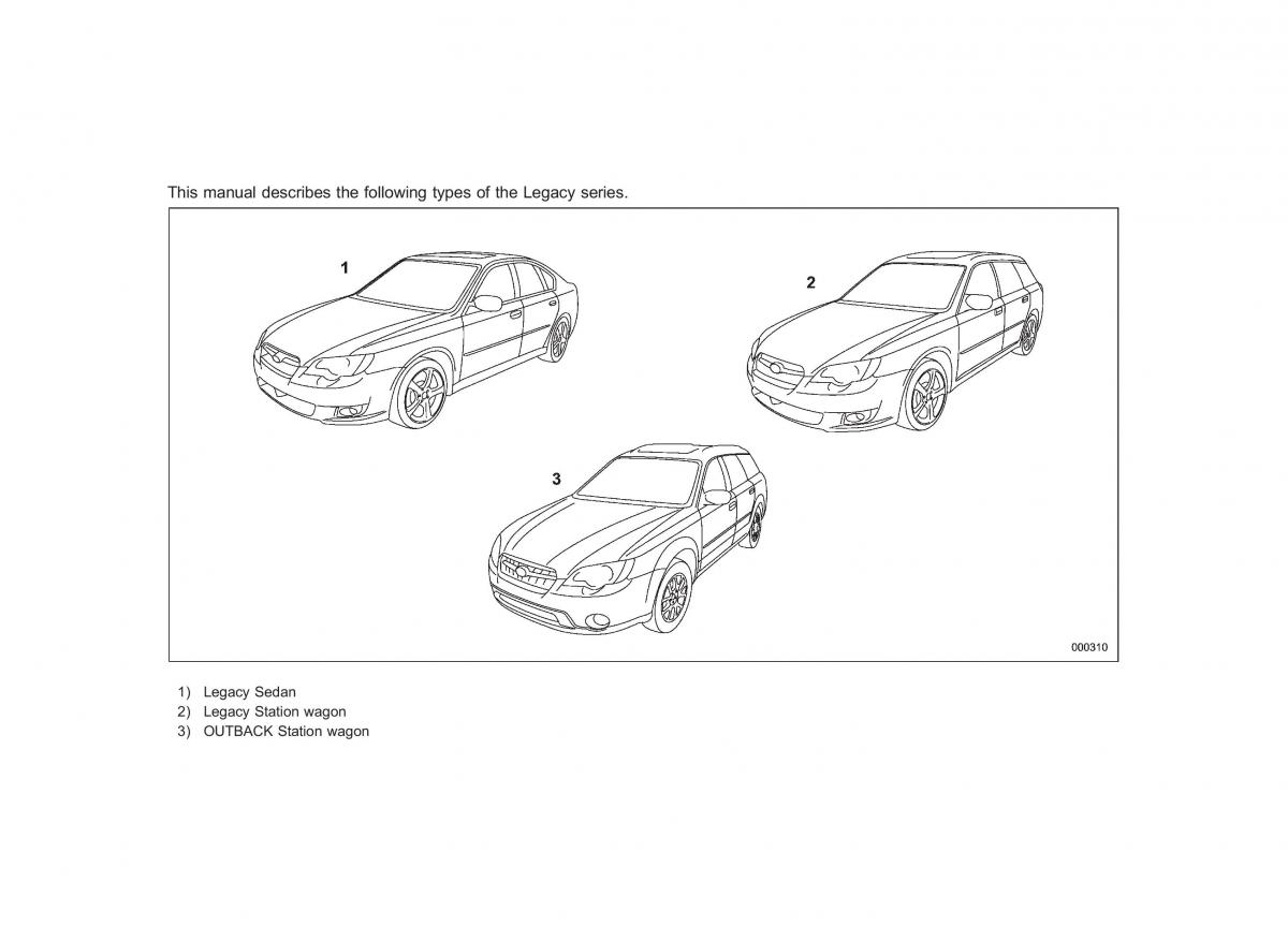 Subaru Outback Legacy III 3 owners manual / page 2