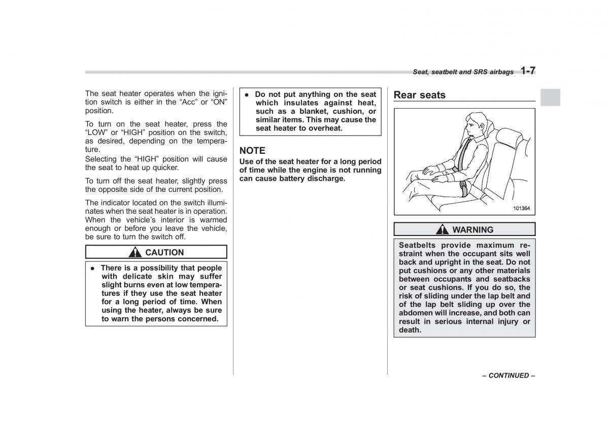 Subaru Outback Legacy IV 4 owners manual / page 30
